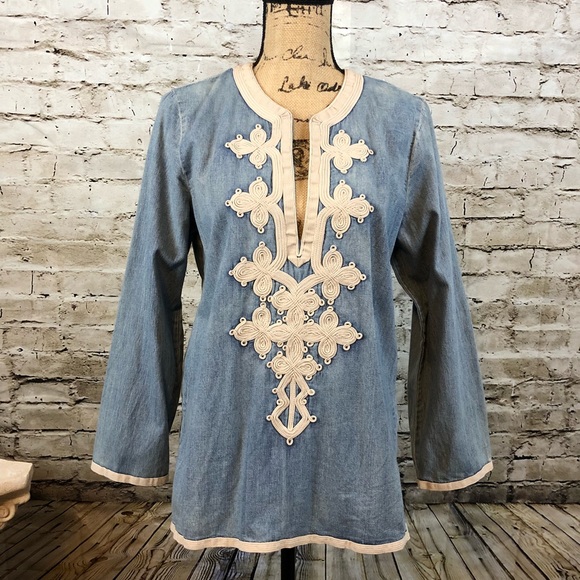 J. Crew Tops - J.CREW Gorgeous Chambray Jean knit Tunic Sz 8